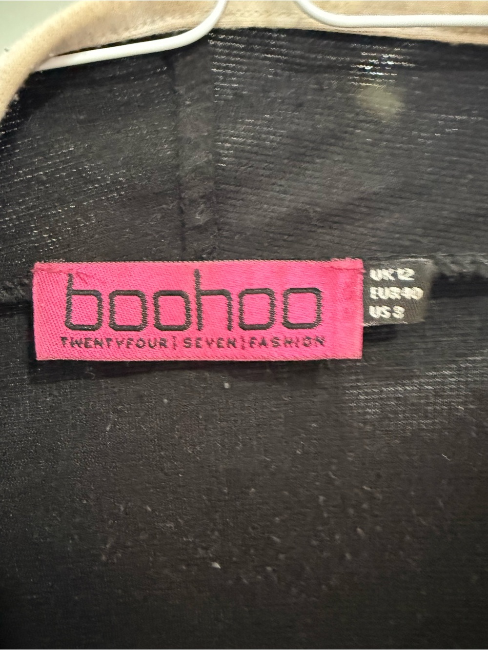Boohoo Black Open Front Waterfall Cardigan with Contrast Trim size 8 - Picture 2 of 5